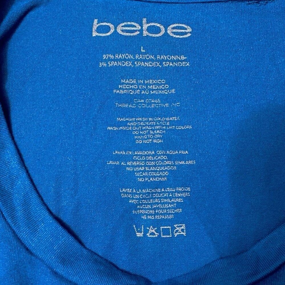 NWT Gorgeous bebe New York Sz L Navy Blue Seamless Stretchy Short Sleeve T-Shirt - Picture 11 of 12